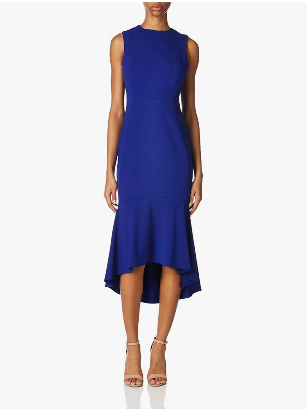 Calvin Klein Sleeveless Cobalt High-Low Dress